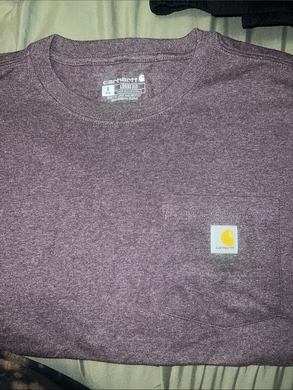 Carhartt Heather Plum Pocket Tee with Logo Patch